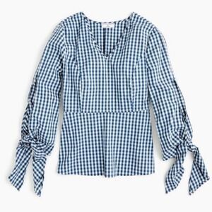 Universal Standard for J Crew poplin‎ blue and white gingham top size small